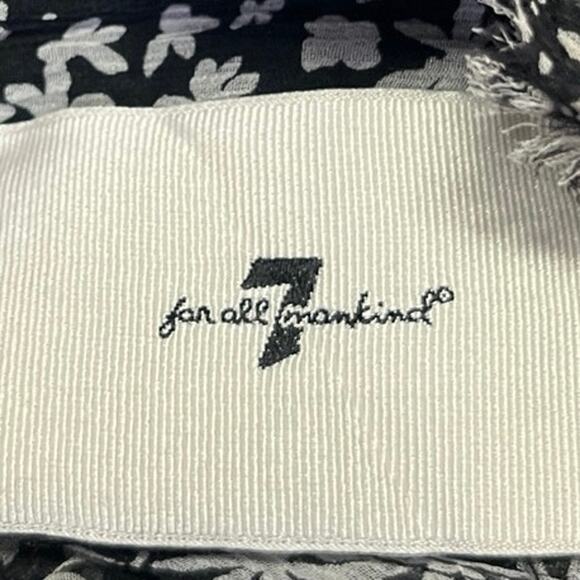 7 For All Mankind Black Floral Ruffle Sleeveless Button Sheer Cami Blouse Top XS - Picture 4 of 4